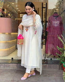 EXCLUSIVE DESIGNER HEAVY COTTON WITH EMBROIDERY MIRROR WORK SUIT